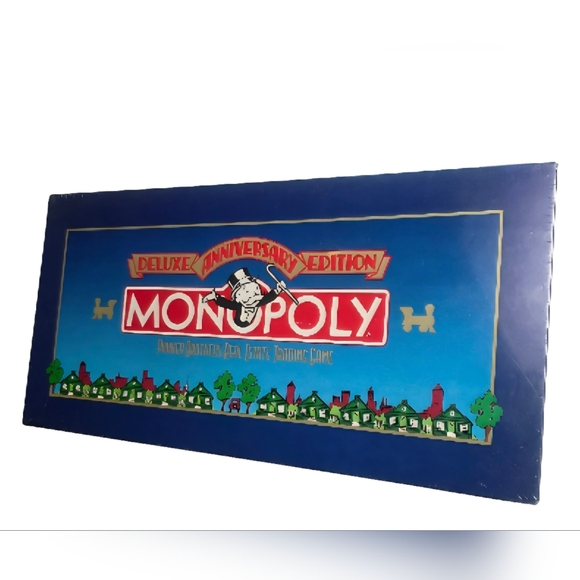 Vintage Sealed Monopoly Deluxe Anniversary Edition. W/ anniversary gold train. - Picture 4 of 12